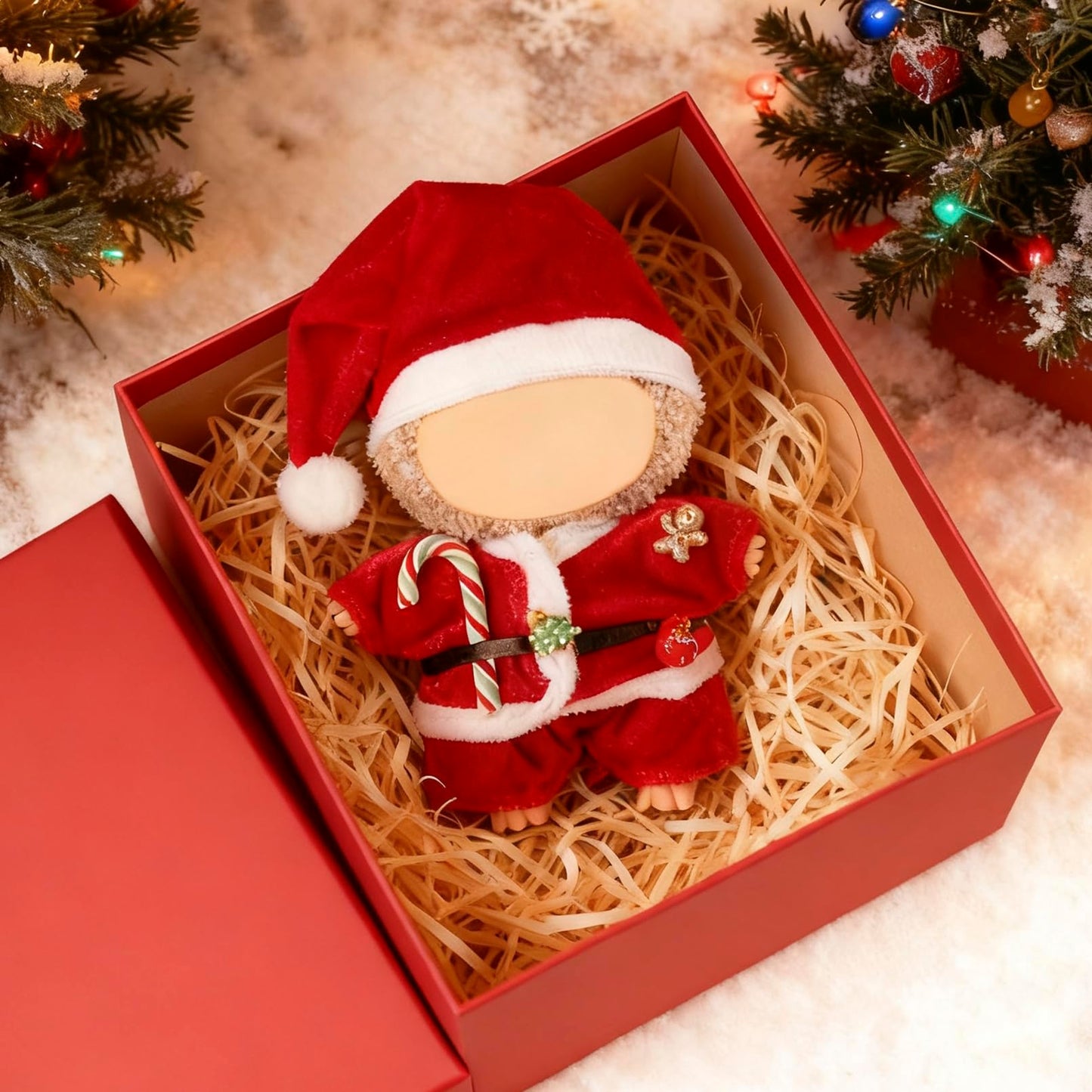 Clothes for Labubu(NO Doll) - Hat & Overalls Set for Labubu for LABUBU 17CM Dolls, Handcrafted Crochet Clothes Set, Premium Fashion Cute Outfit for Christmas Dress Up, Play & Collector Display