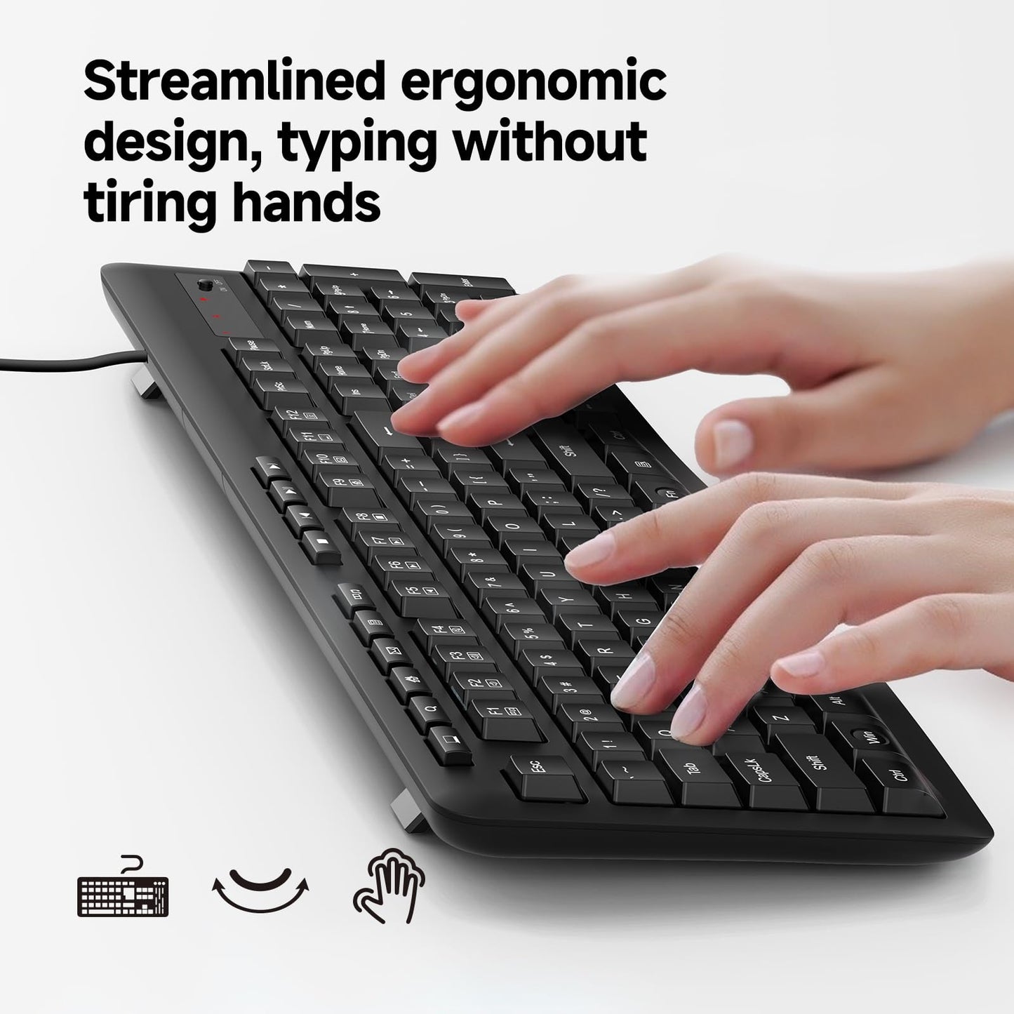 Redragon BK7366 Wired Keyboard,Multimedia USB Quiet Computer Keyboard,Silent Keyboard with Large Number Pad,Spill-Resistant,Anti-Wear Letters,Full Size for Laptop,Desktop