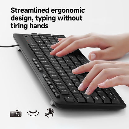 Redragon BK7366 Wired Keyboard,Multimedia USB Quiet Computer Keyboard,Silent Keyboard with Large Number Pad,Spill-Resistant,Anti-Wear Letters,Full Size for Laptop,Desktop