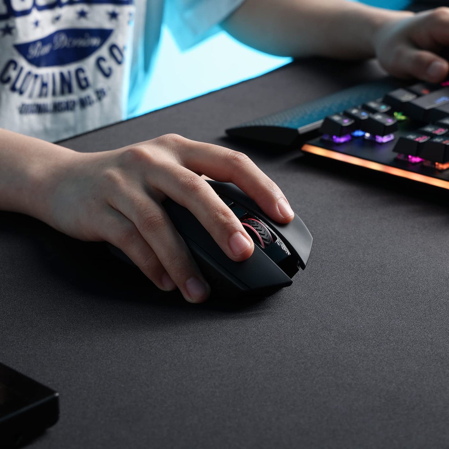 Redragon M656 Gainer Wireless Gaming Mouse, 4000 DPI 2.4Ghz Wireless Mouse w/ 5 DPI Levels, 7 Macro Buttons, Red LED Backlit & Pro Software/Drive Supported, for PC/Mac/Laptop