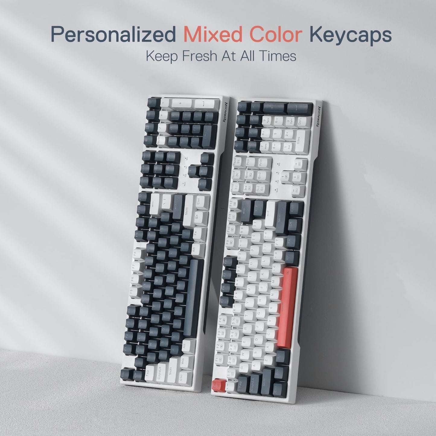 Redragon K668 RGB Gaming Keyboard, 108 Keys Wired Mechanical Keyboard w/Extra 4 Hotkeys, Sound Absorbing Foams, Upgraded Hot-swappable Socket, Mixed Color Keycaps x 2 Sets, Red Switch