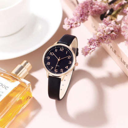 TWOPTION Women's Dainty Analog Leather Dress Watch for Small Wrists, Ladies Waterproof Watches for Women, Reloj para Mujer (Black-23#)