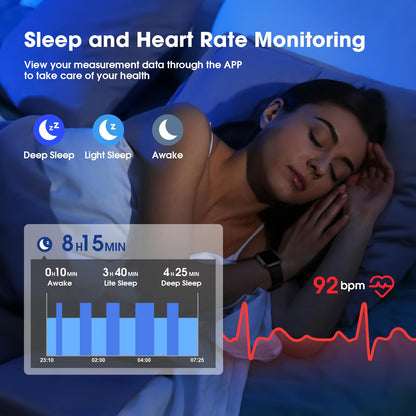 Fitness Tracker Watch with Heart Rate Monitor, Large Screen Activity Tracker with Pedometer, Sleep Monitor, Calories & Step Counter, 5ATM Waterproof Smart Watch for Women Men Fitness Watch for Sports