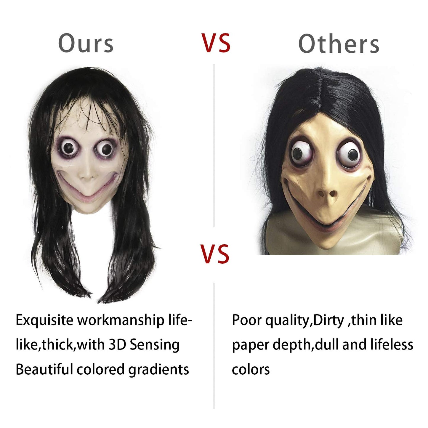 MOLEZU MOMO Mask for Adult Horror Devil Mask, Scary Costume Halloween Creepy Cosplay Party Decoration Prop, Halloween Scary Masks.