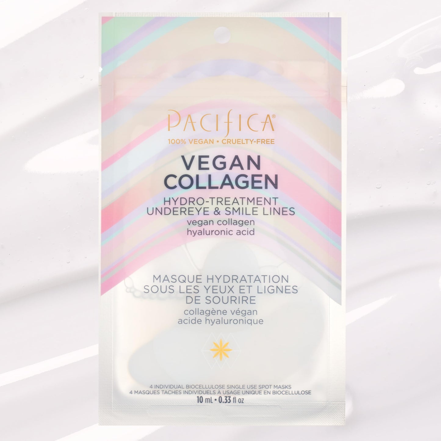 Pacifica Undereye & Smile Mask Set – Vegan Collagen Hydro Treatment with Hyaluronic Acid, Hydrating for Dark Circles, Dry & Combination Skin, Vegan & Cruelty-Free, 4 Pieces