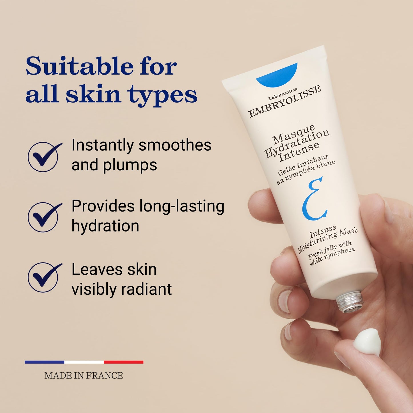 Embryolisse Intense Moisturizing Face Mask | Ultra-Hydrating Treatment with Hyaluronic Acid | Daily Skincare that Soothes, Plumps & Provides a Long-lasting Hydration, 1.7 Fl Oz