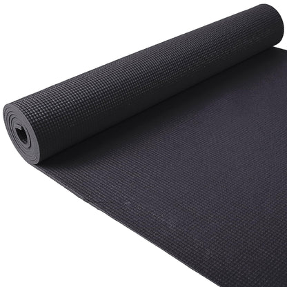 Fitvids 1/4-Inch High Density Thick Non Slip Yoga Mat with Knee Pad and Carrying Strap for Workout, Pilates, Gym Home Exercise, Black