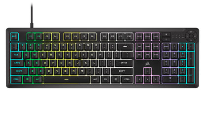 Corsair K55 CORE RGB Membrane Wired Gaming Keyboard – Quiet, Responsive Switches – Spill Resistance – Ten-Zone RGB – Media Keys – iCUE Compatible – QWERTY NA – PC, Mac – Black