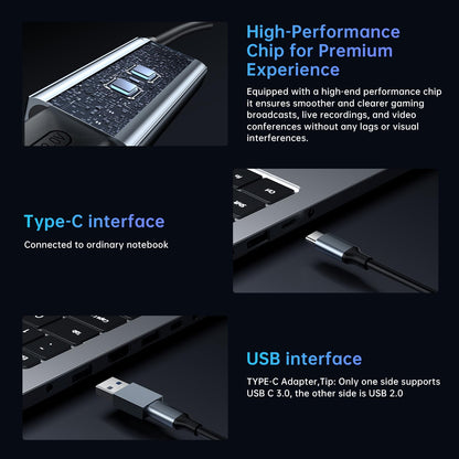 Newhope Video Capture Card, 4K HDMI to USB C 3.0 Capture Card, 1080P HD 60fps Live and Record Video Audio Grabber for Gaming, Streaming, Teaching, Video Conference