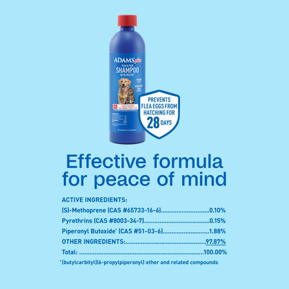 Adams Plus Flea & Tick Shampoo with Precor for Cats, Kittens, Dogs & Puppies Over 12 Weeks Of Age Sensitive Skin Flea Treatment | Kills Adult Fleas, Flea Eggs, Ticks, and Lice| 12 Ounces