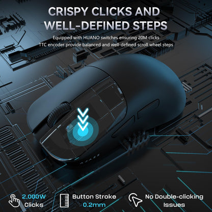 Ajazz AJ099 Superlight Wireless Gaming Mouse, Ergonomic 54g Ultra Lightweight 2.4Ghz/Wired Computer Mouse, PAW3311 12000 DPI Optical Sensor, 200Hrs Battery Programmable Buttons for Win/MAC PC Gamers