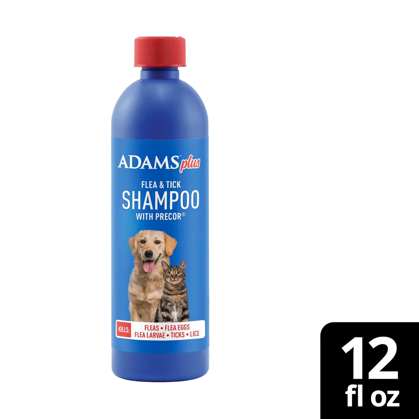 Adams Plus Flea & Tick Shampoo with Precor for Cats, Kittens, Dogs & Puppies Over 12 Weeks Of Age Sensitive Skin Flea Treatment | Kills Adult Fleas, Flea Eggs, Ticks, and Lice| 12 Ounces