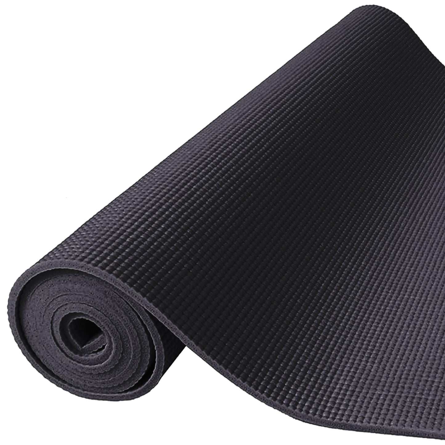 Fitvids 1/4-Inch High Density Thick Non Slip Yoga Mat with Knee Pad and Carrying Strap for Workout, Pilates, Gym Home Exercise, Black