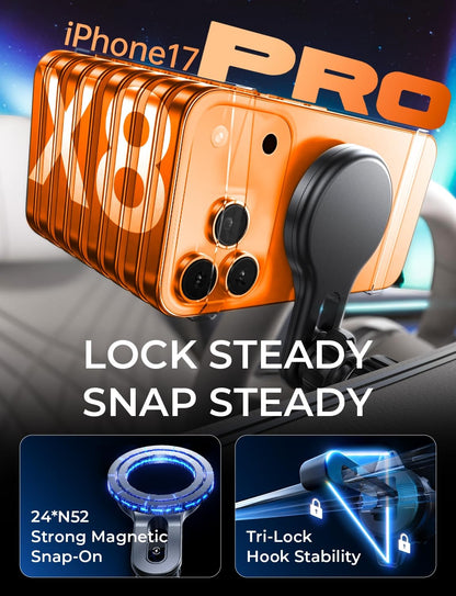 LISEN 15W MagSafe Car Mount Charger, [Stable & Fast Charging] Magnetic Wireless Car Charger, Car Phone Holder Charger Fits iPhone 17 Pro Max Air 16-12,Pixel 10, Samsung S25/S24 with MagSafe Case