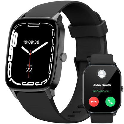 Smart Watch for Women Men (Bluetooth Call), 49mm AMOLED Display, Health | Stress | Sleep | Fitness Tracker, AI Assistant, 100+ Workout Modes, IP68 Waterproof Smartwatch for Android iOS (Black)