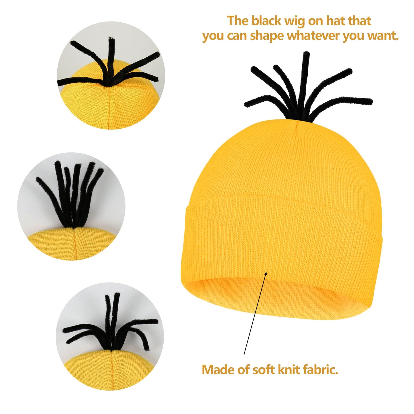 Tinyones 6 Pcs Women's Halloween Costume Accessories Set, Goggles/Yellow Beanie/Blue Dress/Blue Suspenders/Gloves/Yellow Stockings