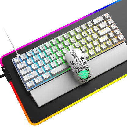 AJAZZ Gaming Keyboard and Mouse and Gaming Mouse pad and Wrist Rest,Wired RGB Backlight Bundle for PC Gamers and Xbox and PS4 Users - 4 in1 Gaming Set (Whisper Quiet Gaming Switch)