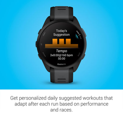 Garmin Forerunner 165, Running Smartwatch, Colorful AMOLED Display, Training Metrics and Recovery Insights, Black