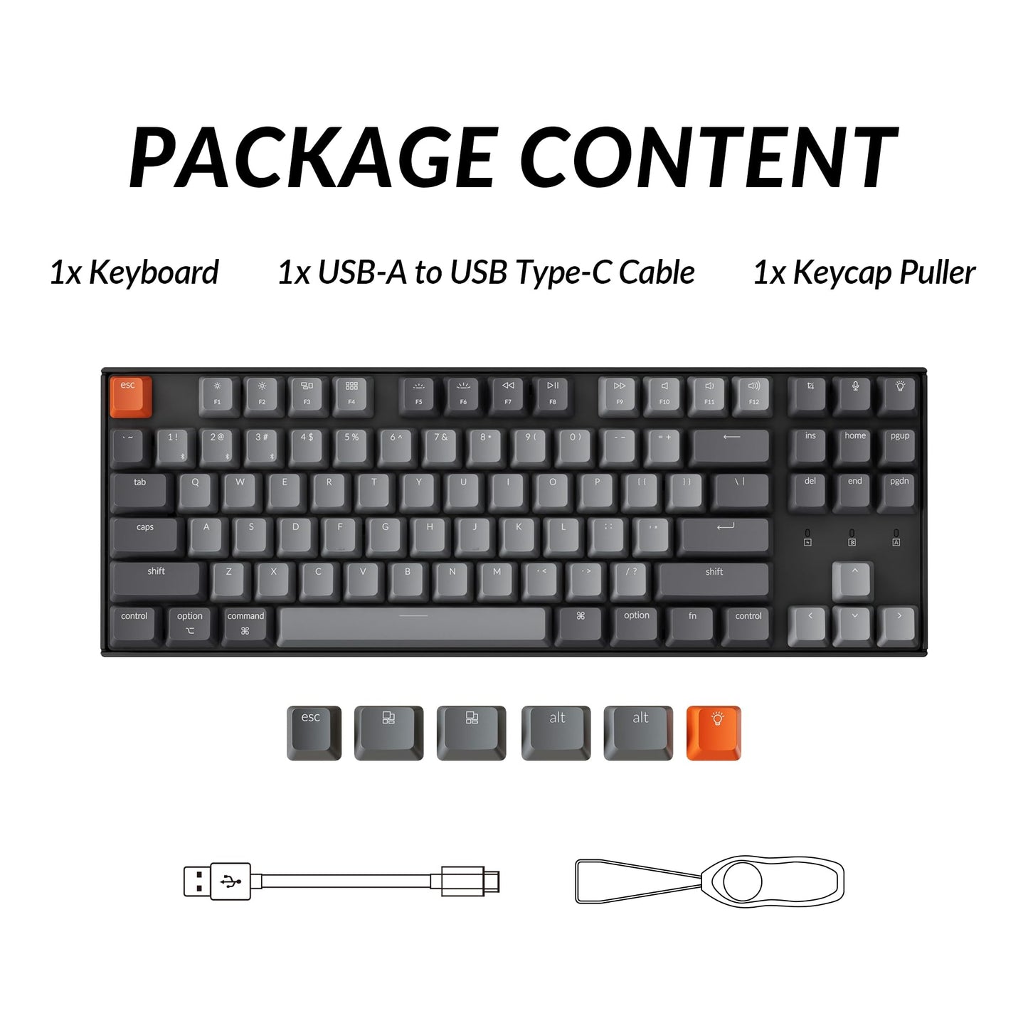 Keychron K8 Tenkeyless Wireless Mechanical Keyboard for Mac, White Backlight, Bluetooth, Multitasking, Type-C Wired Gaming Keyboard for Windows with Brown Switch