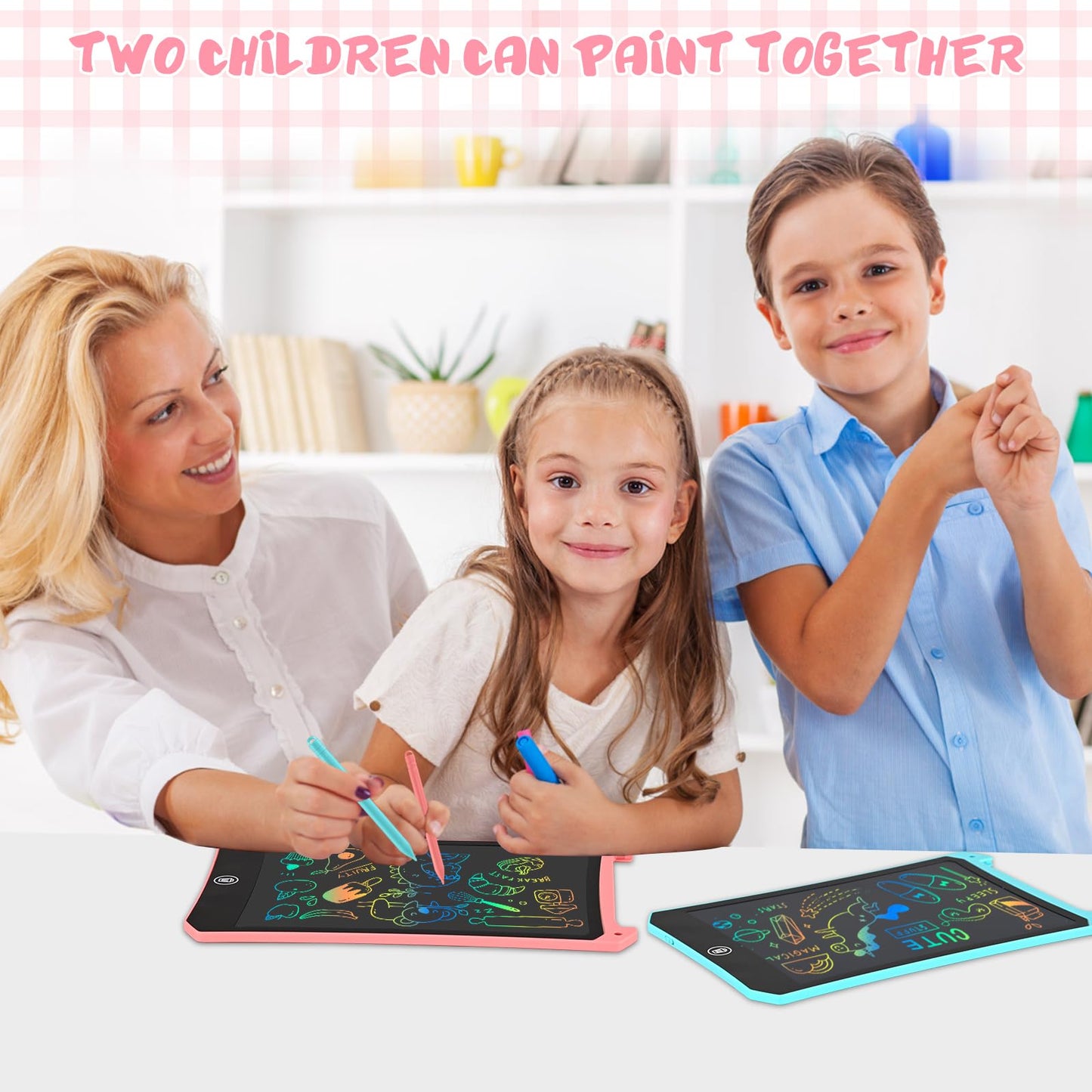 EooCoo Toddler Toys, LCD Writing Tablet for Kids 2 Pack, Kids Stocking Stuffers Toddler Travel Essentials Drawing Pad, No Mess Coloring Books, Road Trip Activities, Age 3-5 Boy Girl Gifts - 8.5 Inch