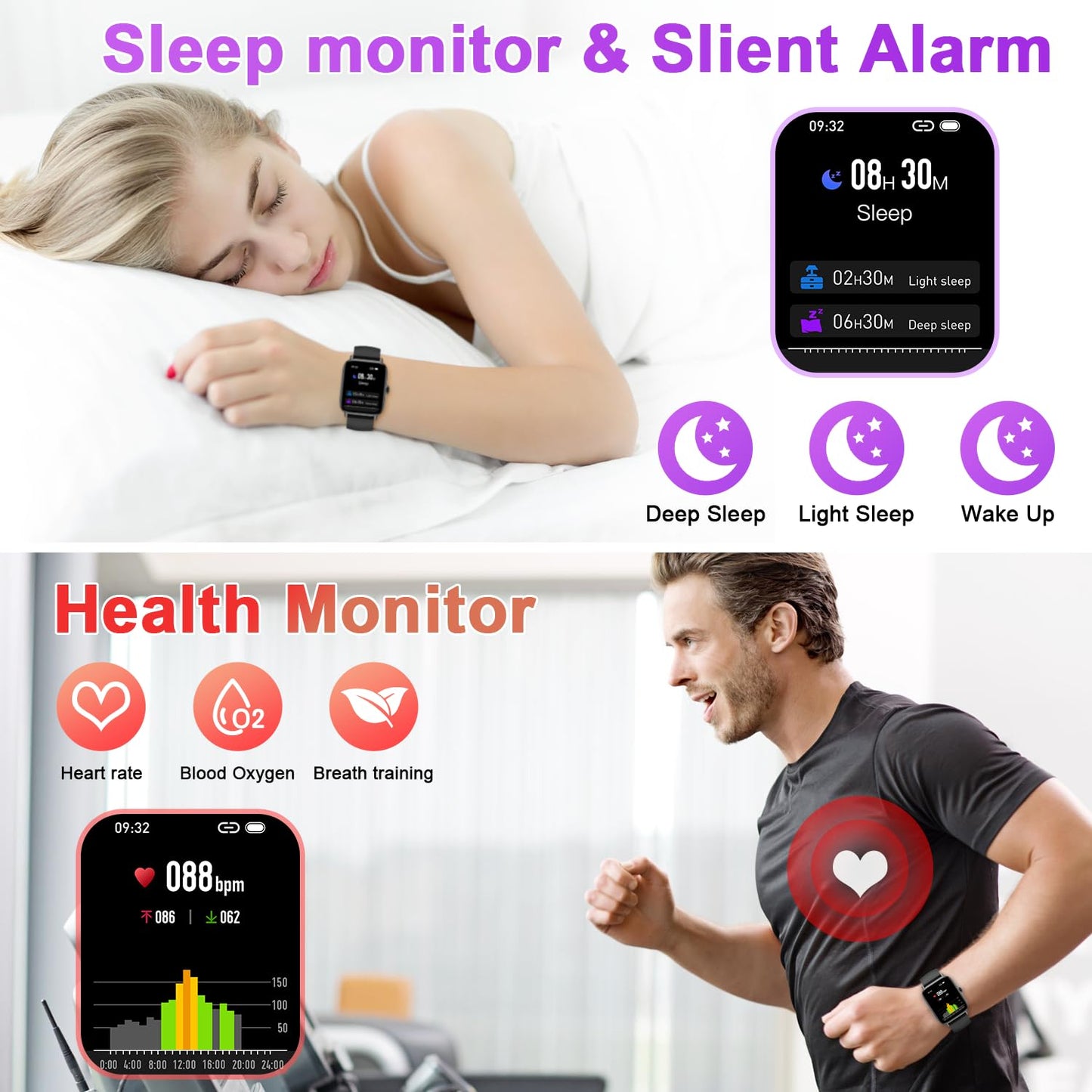 Drwvgjk Smart Watch for Men Women Fitness: Waterproof Make Answer Call Running Smartwatch for Android Phone Step Pedometer Tracker Digital Mens Watches SpO2 Sleep Heart Rate Monitor