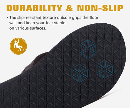 KuaiLu Mens Leather Flip Flops Arch Support Summer Beach Pool Water Thong Sandals Waterproof Essentials Walking Shoes Slip on Orthotic Casual Sport Cushioned Wide Slides Shower Slippers Khaki Size 11