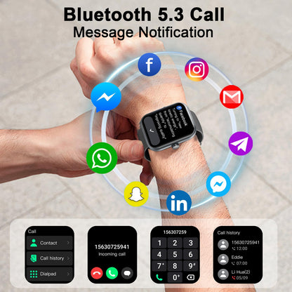 Smart Watch(Answer/Make Call), 1.96" Smartwatch for Men Women, 2025 New Fitness Watch with 110+ Sport Modes, Pedometer, Heart Rate/Sleep Monitor, IP68 Waterproof Activity Tracker for Android iOS