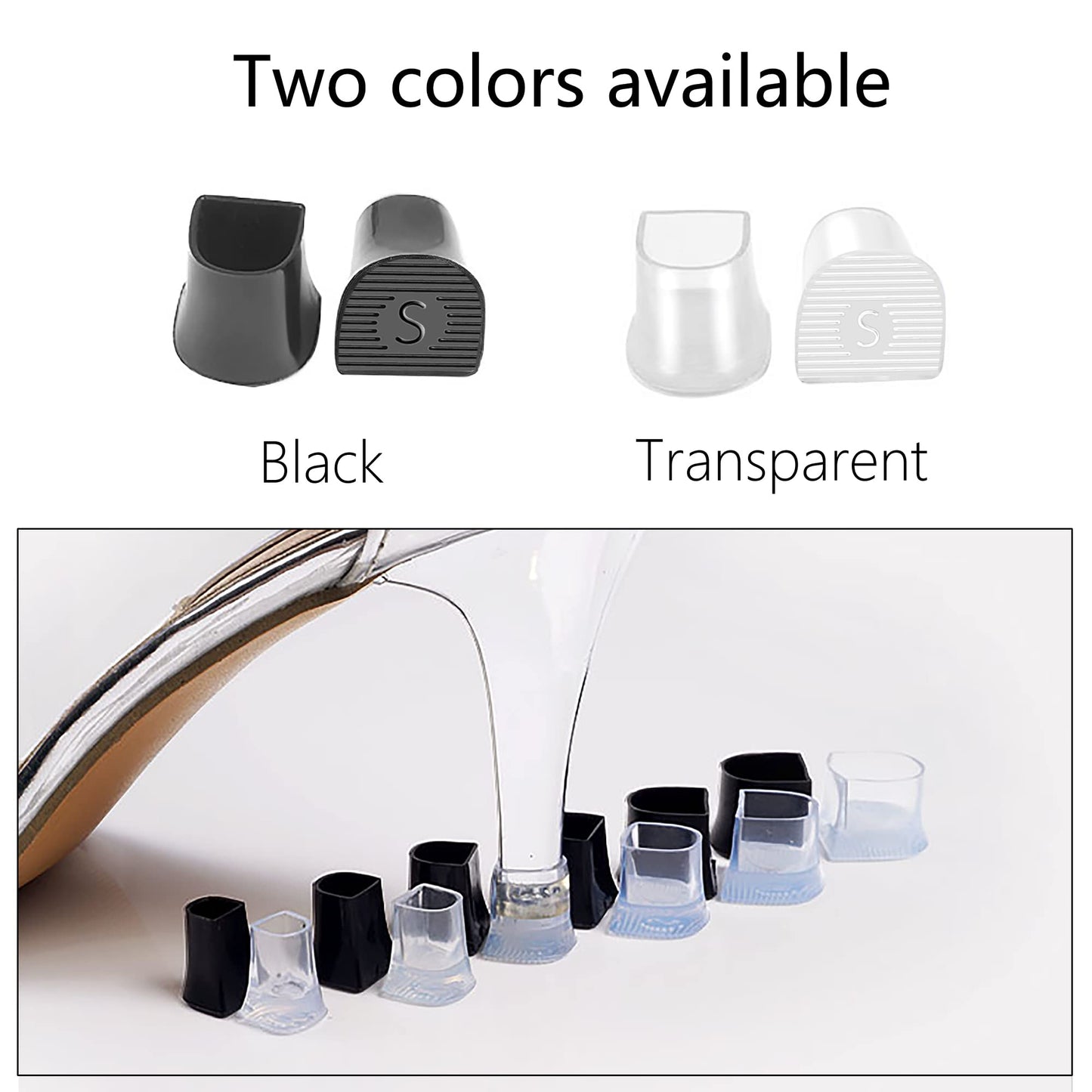 SooGree High Heel Protectors 8 Pairs Heel Repair Caps Covers & Heel Stoppers 4 Sizes Heel Cover Perfect for Wedding, Grass, Gravel, Wetlands Outdoor Events (XXS,XS,S,M)