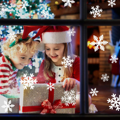 LUDILO 135Pcs Christmas Window Clings Snowflakes Window Decals Static Window Stickers for Christmas Decorations Windows Décor Ornaments Xmas Party Supplies Thanksgiving Party Décor