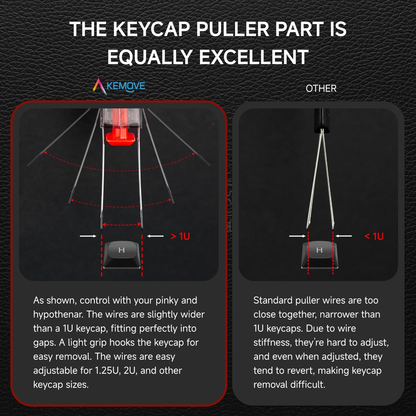 KEMOVE P10 2-in-1 Switch Puller Keycap Puller for Mechanical Keyboard, 304 Stainless Steel Key Switch Keycap Puller, Easily Remove and Replace Gaming Keyboard Switches and keycaps - Black Translucent