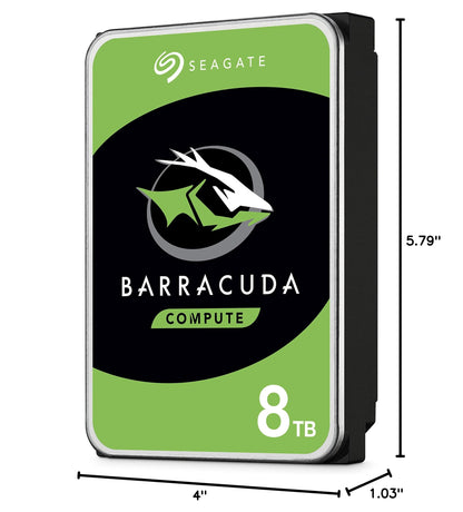 Seagate BarraCuda 8 TB Internal Hard Drive HDD – 3.5 Inch SATA 6 Gb/s, 5,400 RPM, 256 MB Cache for Computer Desktop PC (ST8000DMZ04/004)