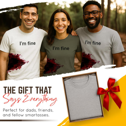 Im Fine Zombie Slash Halloween Costume T Shirt Funny Scary Horror Movie Graphic Tee Novelty Bloody Zombie T Shirt L Sport Grey