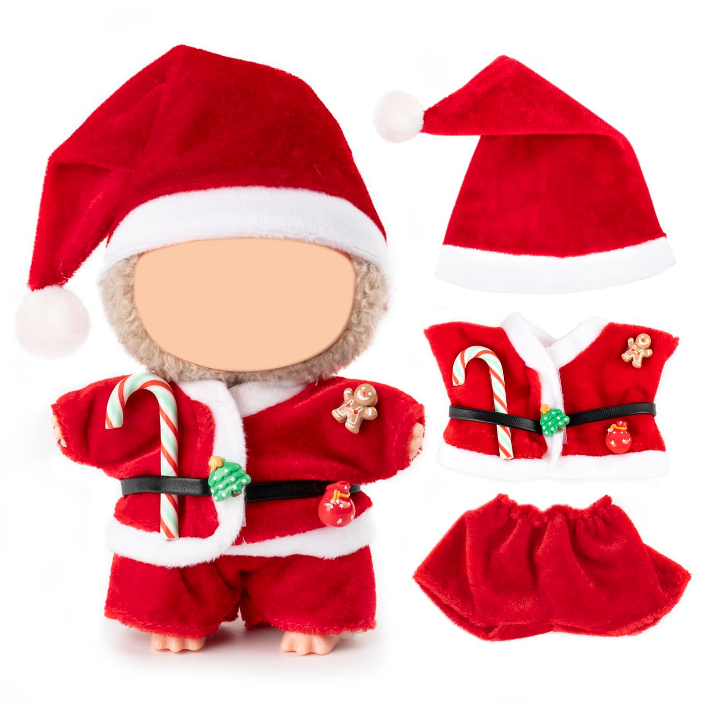 Clothes for Labubu(NO Doll) - Hat & Overalls Set for Labubu for LABUBU 17CM Dolls, Handcrafted Crochet Clothes Set, Premium Fashion Cute Outfit for Christmas Dress Up, Play & Collector Display