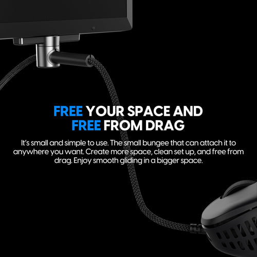 Pulsar Gaming Gears - Micro Bungee ES : Drag-Free Wired Mouse Support - Free Motion on Your Desk - Super Compact Size - Attach it to Your Monitor - Get More Space (Single Pack)