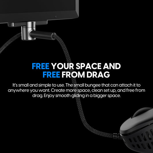 Pulsar Gaming Gears - Micro Bungee ES : Drag-Free Wired Mouse Support - Free Motion on Your Desk - Super Compact Size - Attach it to Your Monitor - Get More Space (Single Pack)