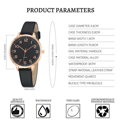 TWOPTION Women's Dainty Analog Leather Dress Watch for Small Wrists, Ladies Waterproof Watches for Women, Reloj para Mujer (Black-23#)