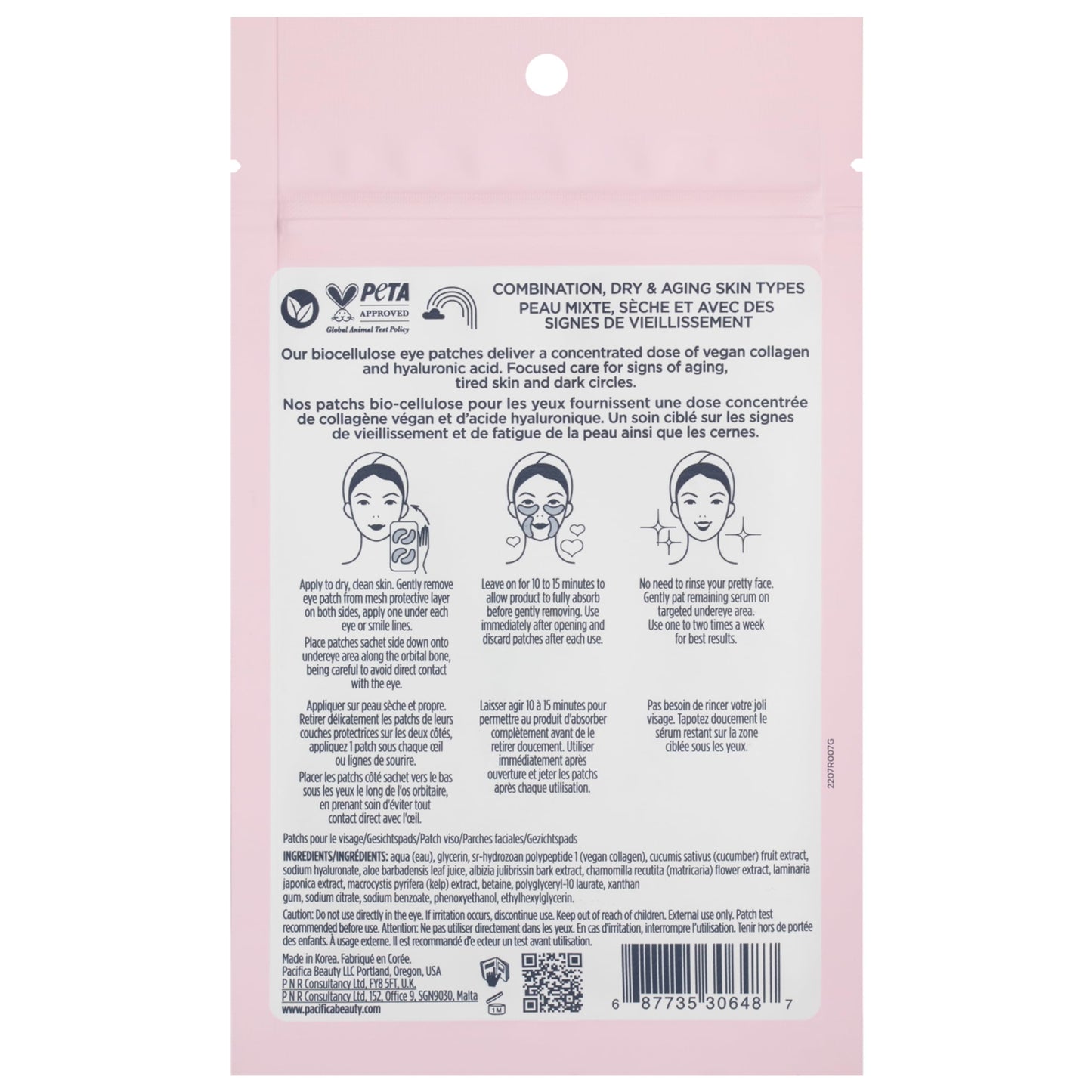 Pacifica Undereye & Smile Mask Set – Vegan Collagen Hydro Treatment with Hyaluronic Acid, Hydrating for Dark Circles, Dry & Combination Skin, Vegan & Cruelty-Free, 4 Pieces