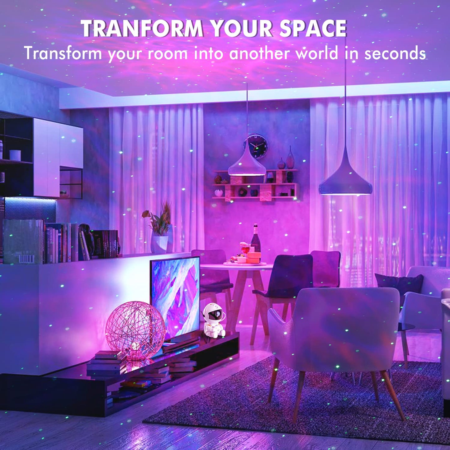 SHJQJJLBCQ Galaxy Light Projector for Kids and Adults - Astronaut Night Light for Bedrooms and Playrooms - Star Ceiling Decoration