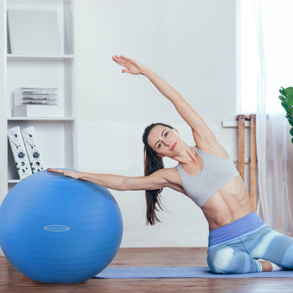 Fitvids Anti-Burst Slip Resistant Exercise Ball - 2,000-Pound Capacity, Blue, 22-inch, M