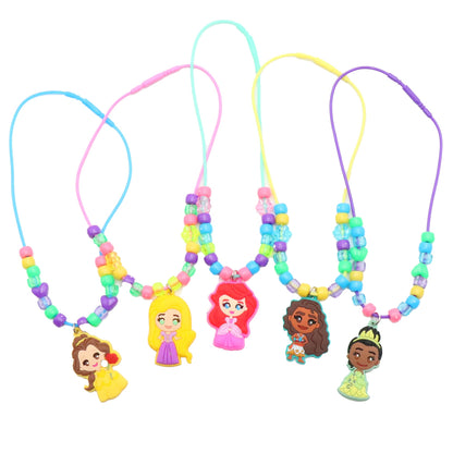Disney Princess Necklace Activity Case – Jewelry Making Kit with Beads, Charms & Strings – Create Custom Princess Necklaces – Craft Gift for Girls Ages 3+ – Portable Storage Case Included