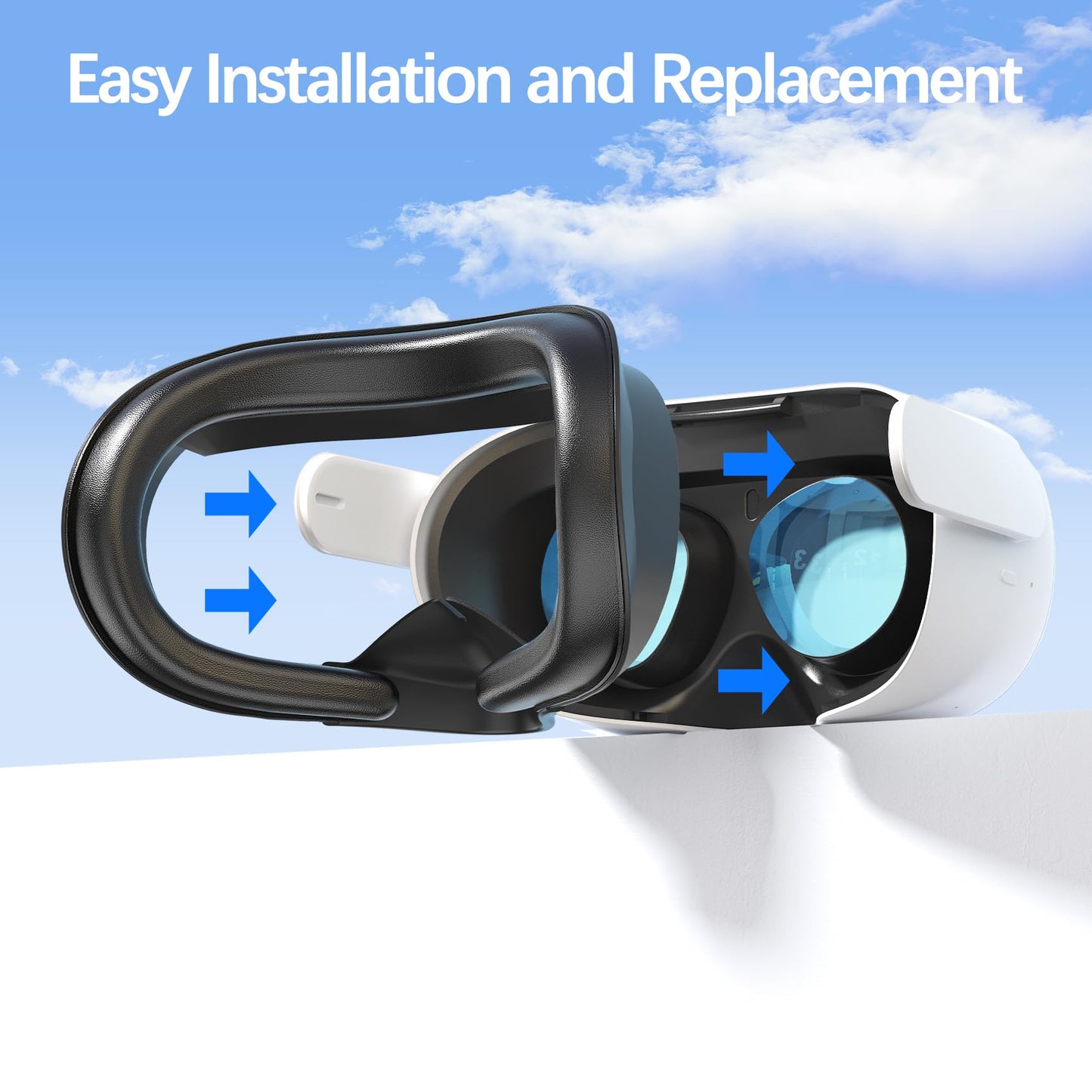 Face Cushion Pad for Meta Quest 2 VR Facial Interface Replacement PU Leather Foam for Oculus Quest 2 Vr Cover