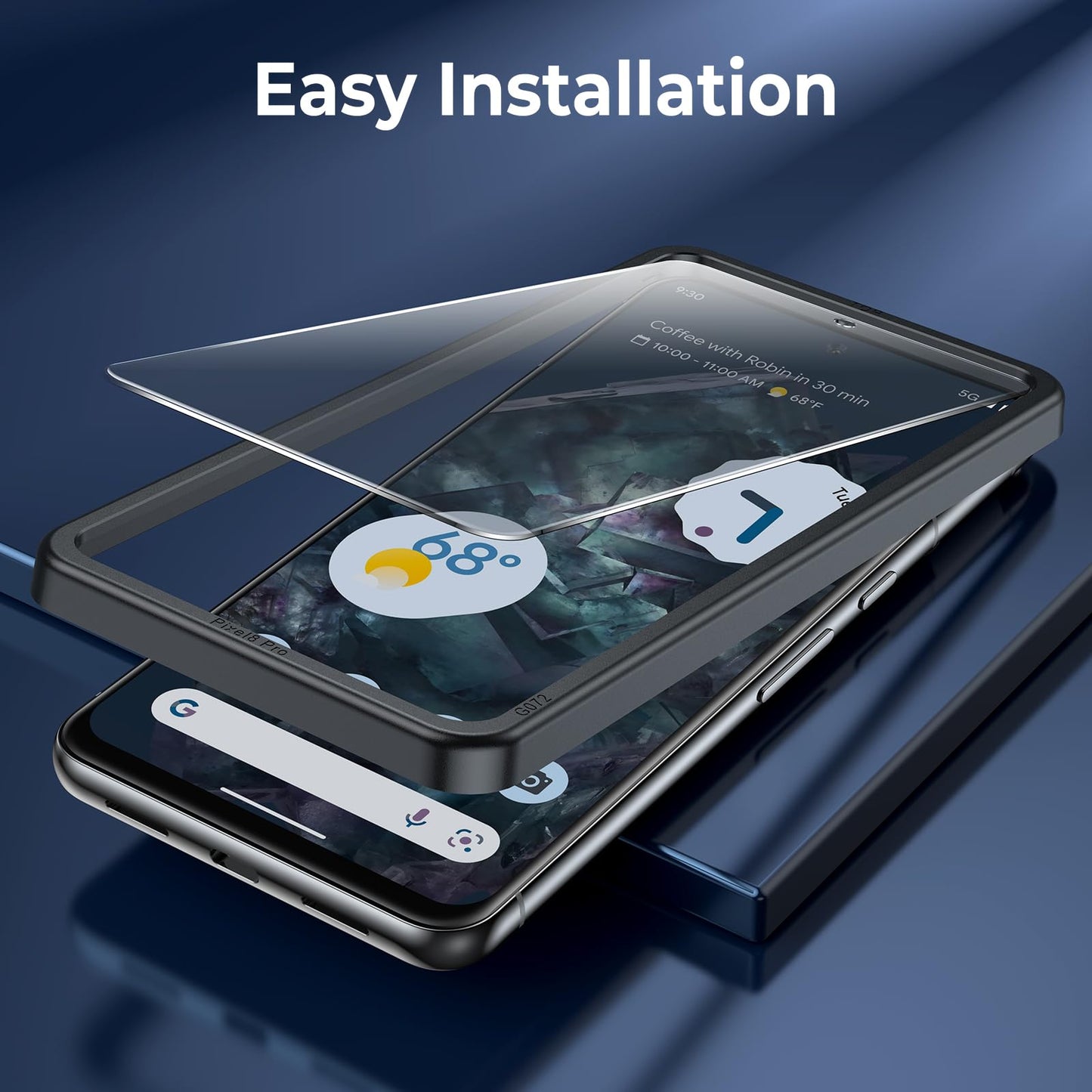 LK 2 Pack for Google Pixel 8 Pro Screen Protector [New Version] + 2 Pack Camera Lens Protector, Fit Lens Cutouts Ports, Support Fingerprint Unlock, Bubble-Free, with Easy Installation Tool