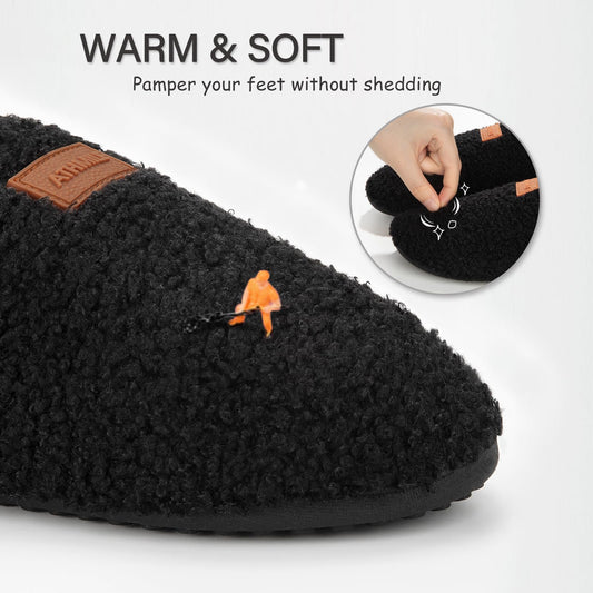 ATHMILE House Slippers for Women Men Indoor Barefoot Slippers Socks Furry Slip on House Shoes Cozy Comfy for Home Bedroom Travel Yoga Women 8-8.5 Black