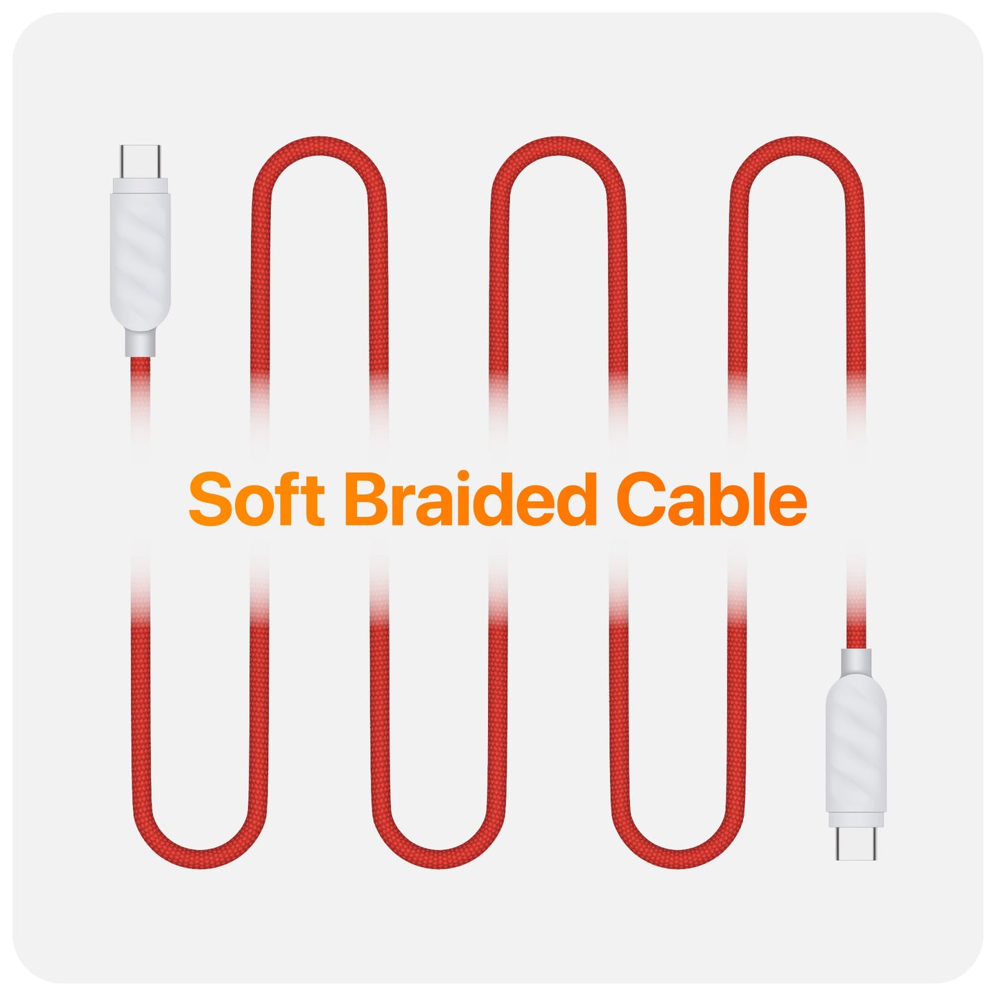 UPPERCASE Designs Premium Braided USB-C to USB-C Cable, Fast 60W Charging, Compatible with iPhone 15 16 iPad MacBook Carplay, 2 Pack, Red/White, 1m (3.3 Ft)