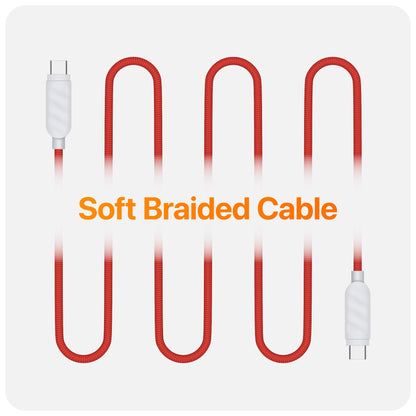 UPPERCASE Designs Premium Braided USB-C to USB-C Cable, Fast 60W Charging, Compatible with iPhone 15 16 iPad MacBook Carplay, 2 Pack, Red/White, 1m (3.3 Ft)