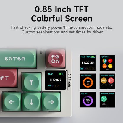 AJAZZ AK820PRO 75% Hot Swap Gasket Mount Mechanical Keyboard with TFT Display Screen, 4000mAh BT/2.4G/Wired RGB South Facing LED, MOA Profile Keycaps & Knob Control Flying Fish Switch