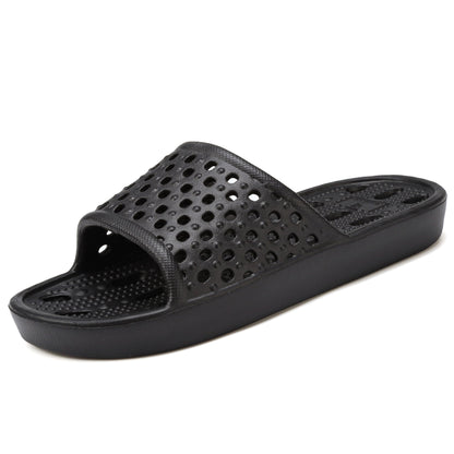 clootess Shower Shoes Slide for Men and Women Holes Bath Slipper Bathroom Sandal Pool Gym College Dorm Non-Slip Black 44.45