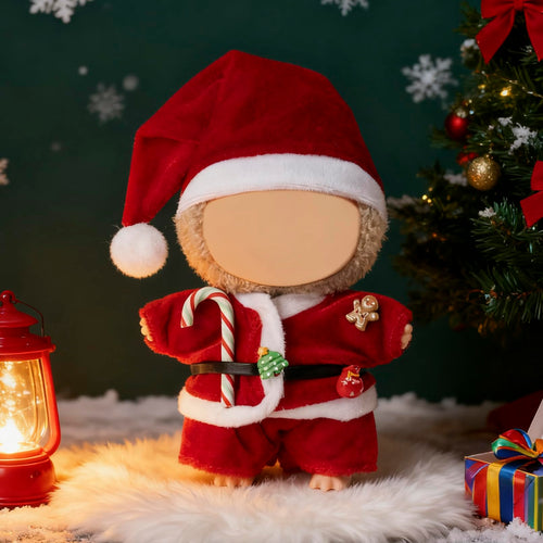 Clothes for Labubu(NO Doll) - Hat & Overalls Set for Labubu for LABUBU 17CM Dolls, Handcrafted Crochet Clothes Set, Premium Fashion Cute Outfit for Christmas Dress Up, Play & Collector Display