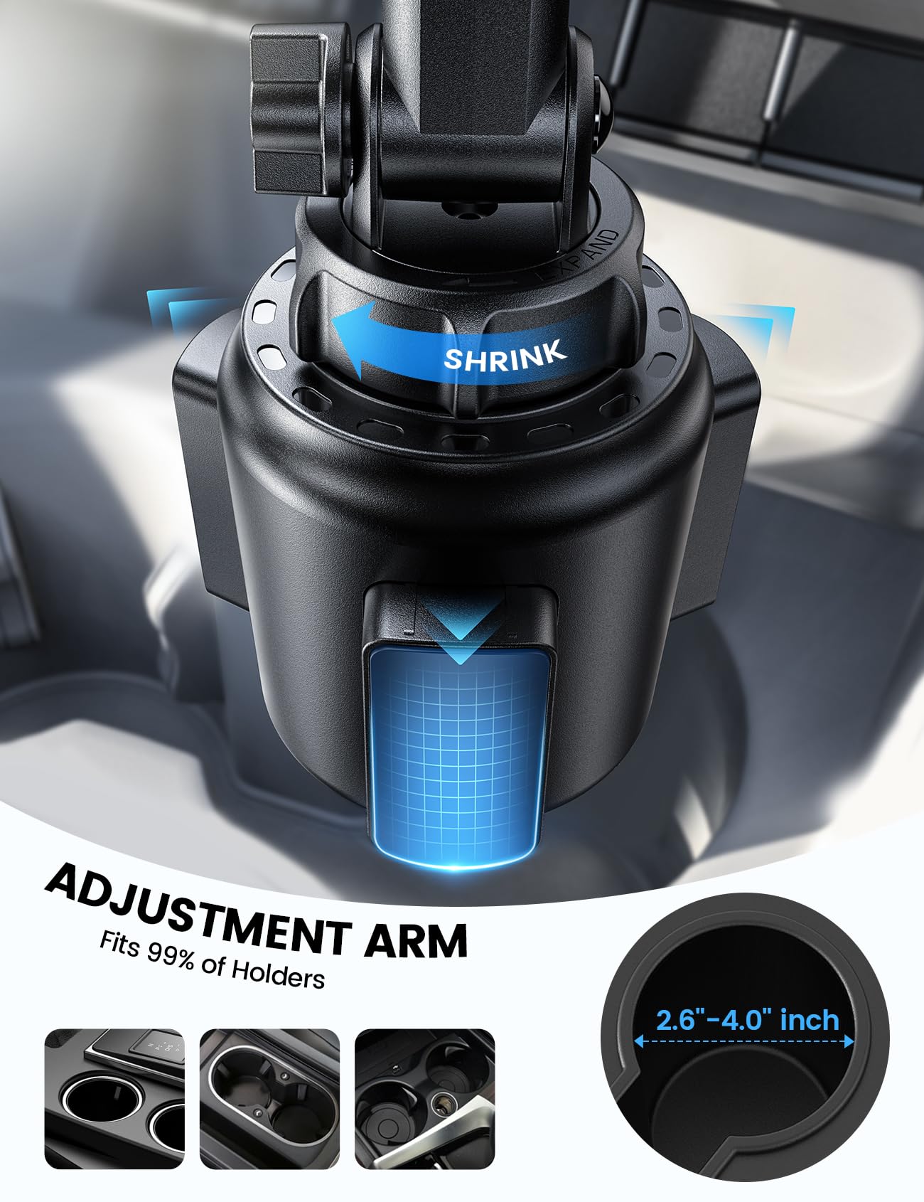 Lamicall Cup Phone Holders for Your Car - [Thick Cases Friendly] Universal Adjustable Cell Phone Car Mount for Truck Golf Cart iPhone 17 16 Galaxy S25 Ultra and All 4"-7" Smartphones