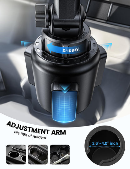 Lamicall Cup Phone Holders for Your Car - [Thick Cases Friendly] Universal Adjustable Cell Phone Car Mount for Truck Golf Cart iPhone 17 16 Galaxy S25 Ultra and All 4"-7" Smartphones